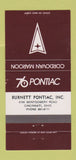 Matchbook Cover - 1976 Pontiac Burnett Cincinnati OH Cordovan Maroon 30 Strike