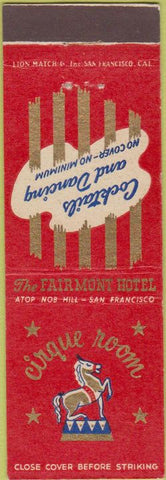 Matchbook Cover - Cirque Room Fairmont Hotel San Francisco CA