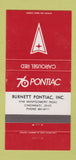 Matchbook Cover - 1976 Pontiac Burnett Cincinnati OH Carousel Red 30 Strike