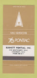 Matchbook Cover - 1976 Pontiac Burnett Cincinnati OH Buckskin Tan 30 Strike