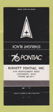 Matchbook Cover - 1976 Pontiac Burnett Cincinnati OH Starlight Black 30 Strike
