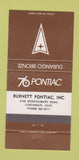 Matchbook Cover - 1976 Pontiac Burnett Cincinnati OH Durango Bronze 30 Strike