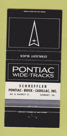 Matchbook Cover - Pontiac Buick Cadillac Sunbury PA Starlight Black 30 Strike