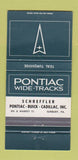 Matchbook Cover - Pontiac Buick Cadillac Sunbury PA Teal Turquoise 30 Strike