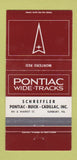 Matchbook Cover - Pontiac Buick Cadillac Sunbury PA Montero Red 30 Strike