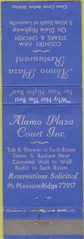 Matchbook Cover - Alamo Plaza Restaurant Louisville KY