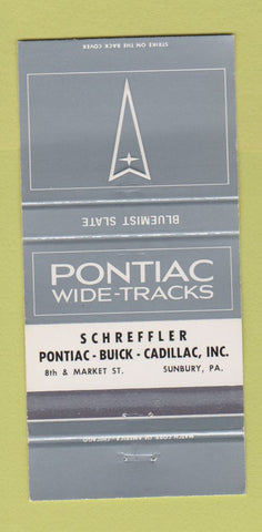 Matchbook Cover - Pontiac Buick Cadillac Sunbury PA Bluemist Slate 30 Strike