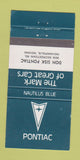 Matchbook Cover - Don Sisk Pontiac Indianapolis IN Nautilus Blue 30 Strike