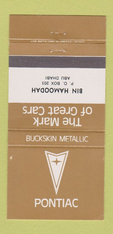 Matchbook Cover - Bin Hamoodah Pontiac Abu Dhabi Buckskin Metallic 30 Strike