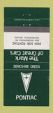 Matchbook Cover - Don Sisk Pontiac Indianapolis IN Berkshire Green 30 Strike