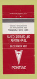 Matchbook Cover - Don Sisk Pontiac Indianapolis IN Buccaneer Red 30 Strike
