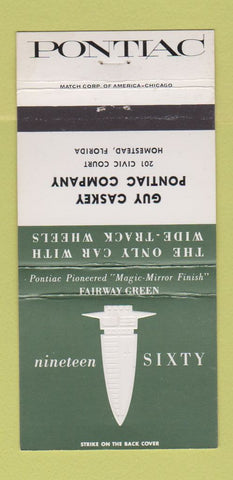 Matchbook Cover - 1960 Pontiac Caskey Homestead FL Fairway Green WEAR 30 Strike