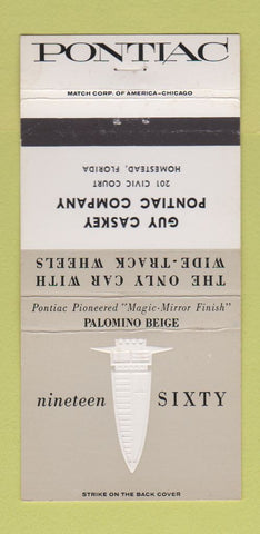 Matchbook Cover - 1960 Pontiac Caskey Homestead FL Palomino Beige 30 Strike