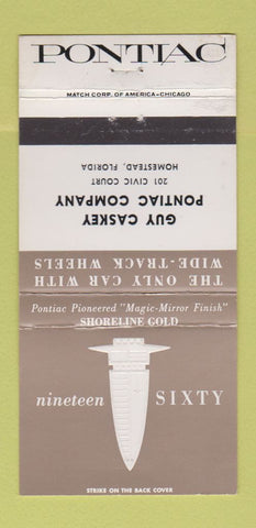 Matchbook Cover - 1960 Pontiac Caskey Homestead FL Shoreline Gold WEAR 30 Strike