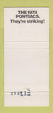 Matchbook Cover - 1978 Pontiac Lutherville MD Dresden Blue 30 Strike