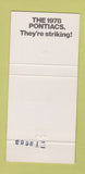 Matchbook Cover - 1978 Pontiac Lutherville MD Mayan Red 30 Strike