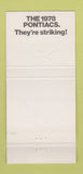 Matchbook Cover - 1978 Pontiac Cadillac Waynesboro PA Starlight Black 30 Strike