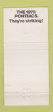 Matchbook Cover - 1978 Pontiac Cadillac Waynesboro PA Seafoam Green 30 Strike