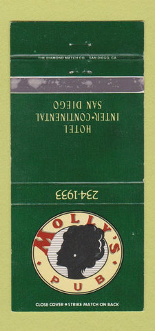 Matchbook Cover - Molly's Pub San Diego CA Hotel Inter Continental 30 Strike