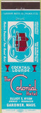 Matchbook Cover - Colonial Hotel Gardner MA