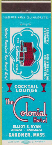 Matchbook Cover - Colonial Hotel Gardner MA