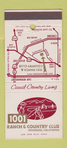 Matchbook Cover - 1001 Ranch Country Club Riverside CA 30 Strike