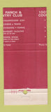Matchbook Cover - 1001 Ranch Country Club Riverside CA 30 Strike