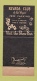 Matchbook Cover - Nevada Club Casino Las Vegas NV 30 Strike