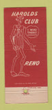Matchbook Cover - Harolds Club Casino Reno NV 1960 WEAR 30 Strike