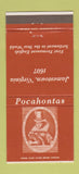 Matchbook Cover - Pocahontas Jamestown VA Antiques 30 Strike