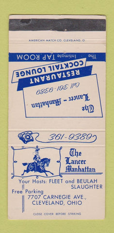 Matchbook Cover - Lancer Manhattan Restaurant Cleveland OH WEAR 30 Strike