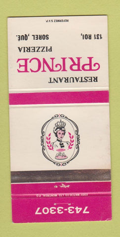 Matchbook Cover - Restaurant Prince Pizza Sorel QC WEAR 30 Strike