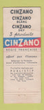 Matchbook Cover - Cinzano Liquor  French WEAR