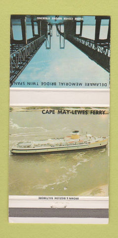 Matchbook Cover - Cape May Lews Ferry New Castle DE Bridge 30 Strike