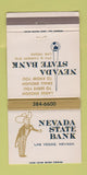 Matchbook Cover - Nevada State Bank Las Vegas NV 30 Strike