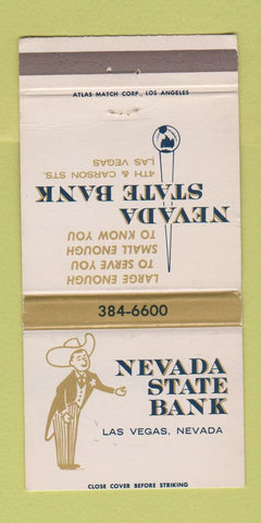 Matchbook Cover - Nevada State Bank Las Vegas NV 30 Strike