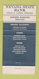 Matchbook Cover - Nevada State Bank Las Vegas NV 30 Strike