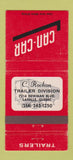 Matchbook Cover - Can Car Trailers LaSalle QC trucking WEAR 30 Strike