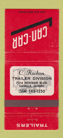 Matchbook Cover - Can Car Trailers LaSalle QC trucking WEAR 30 Strike