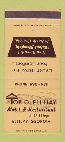 Matchbook Cover - Top o Ellijay Motel Restaurant GA 30 Strike