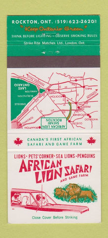 Matchbook Cover - African Lion Safari Game Farm ON 30 Strike