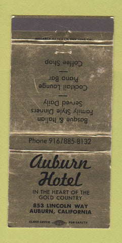 Matchbook Cover - Auburn Hotel Auburn CA WEAR 30 Strike