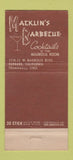 Matchbook Cover - Maiklin's BBQ Burbank CA  30 Stick