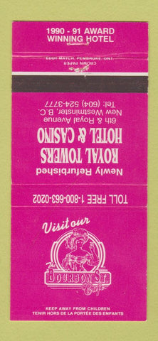 Matchbook Cover - Royal Towers Hotel Casino New Westminster BC 30 Strike