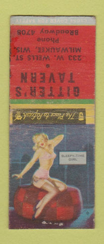 Matchbook Cover - Gitter's Tavern Milwaukee WI pinup WEAR BOBTAIL