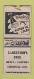 Matchbook Cover - Gilbertson's Cafe Barnesville MN WEAR BOBTAIL