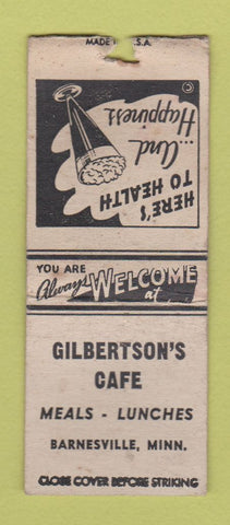 Matchbook Cover - Gilbertson's Cafe Barnesville MN WEAR BOBTAIL