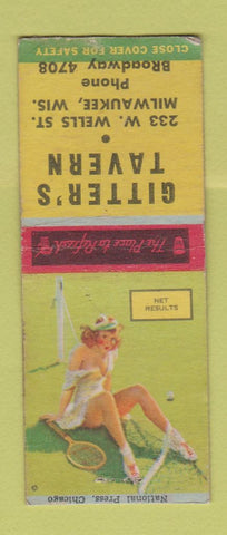 Matchbook Cover - Gitter's Tavern Milwaukee WI pinup  BOBTAIL
