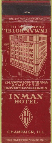 Matchbook Cover - Inman Hotel Champaign IL WEAR