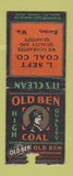 Matchbook Cover - Old Ben Coal Racine WI L Seft DQ BOBTAIL